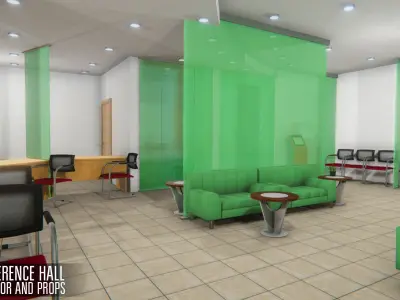 DEPARTMENT OF THE BANK - INTERIOR AND PROPS Low-poly 3D model