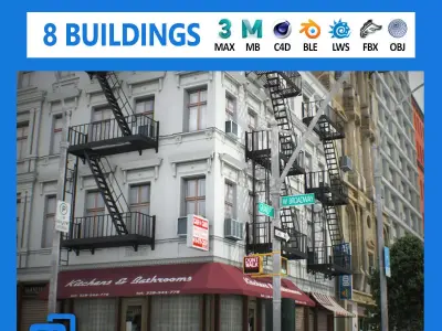 NYC Block Set 7 V2 Low-poly 3D model