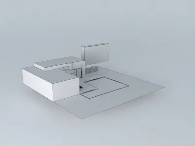 Modern house with pool Free 3D model