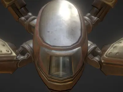 Gun Bot Rusty Version Low-poly 3D model