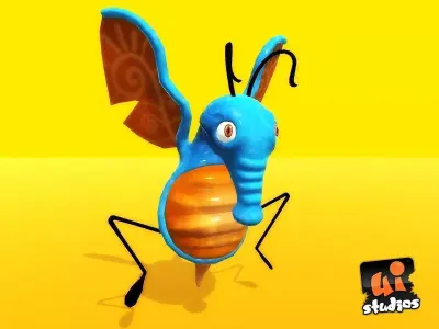 Alien Flying Creature Low-poly 3D model