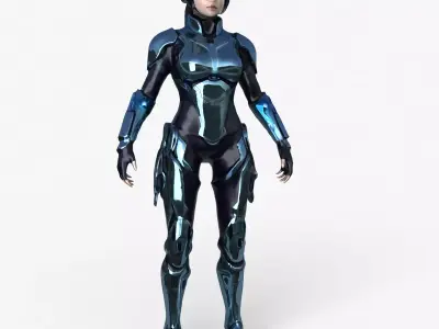 Futuristic Asian Girl Low-poly 3D model
