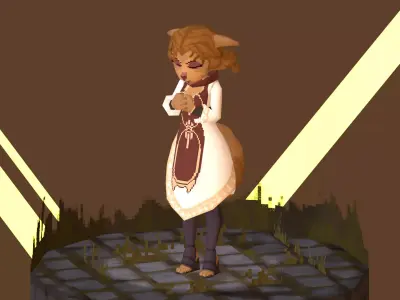 3D Lowpoly style furry character with Rig - Fevronia The Cleric Low-poly 3D model