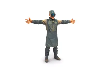 Welder Character in Flame Resistant Gear Low-poly 3D model