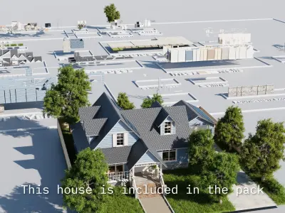 Modular Suburban House Creation tool Low-poly 3D model