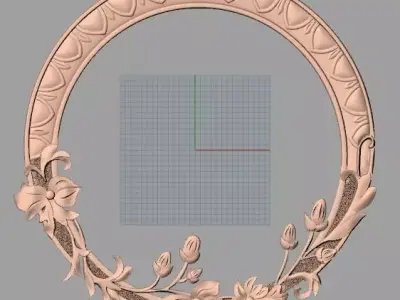 Round flower 3D relief STL model used for CNC router E040 3D model