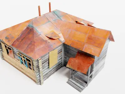 CountryHouseC old damaged as1 Low-poly 3D model