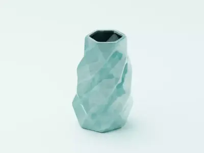 Faceted Aqua Modern Vase Free low-poly 3D model