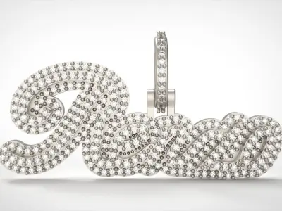 Model 725 Renzo Name Necklace Diamond Pendant 3D print model