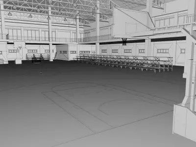 School Basketball Court Interior Low-poly 3D model