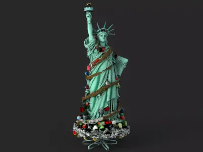 Statue of liberty Christmas High Detail 3D model