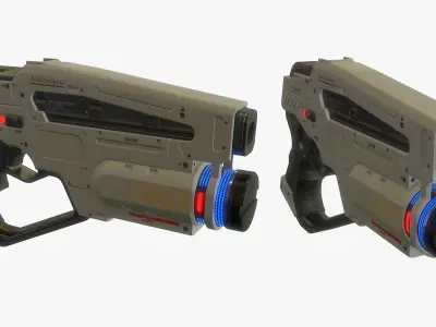 Sci Fi Gun Low-poly 3D model 7