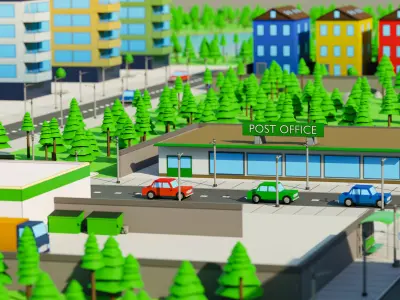 Low Poly Town Pack Low-poly 3D model