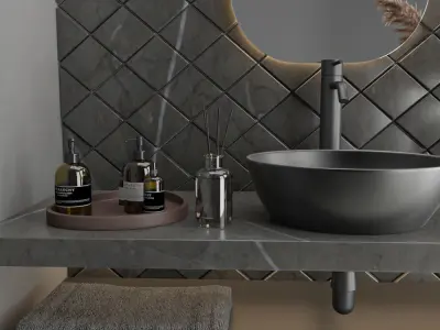 Black bathroom  3D model