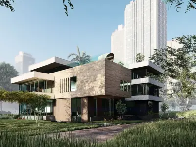 Villa prototype modern furnished project clash free underground 3D model