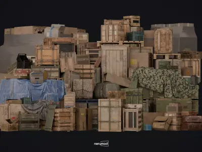 Industrial and Military Crates 3D Model Realistic Pack Low-poly 3D model