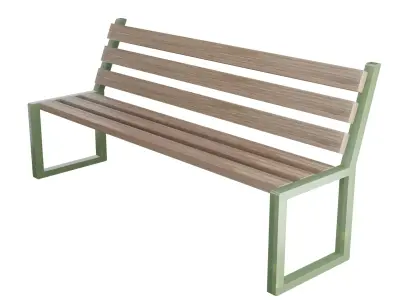 Outdoor Street Wood Bank Free low-poly 3D model