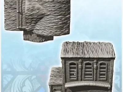 Medieval house with balcony and rope balustrade 2 - Medieval Got 3D print model