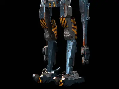 Rigged old robot 3D model Low-poly 3D model