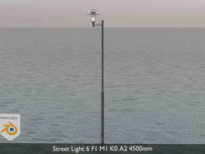 Street Light 6 F1 M1 K0 A2 4500mm Low-poly 3D model