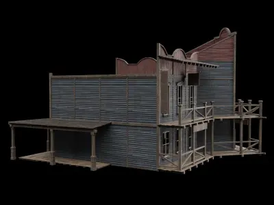 WILD WEST WESTERN SALOON BAR PUB TAVERN RESTAURANT COLLECTION Low-poly 3D model