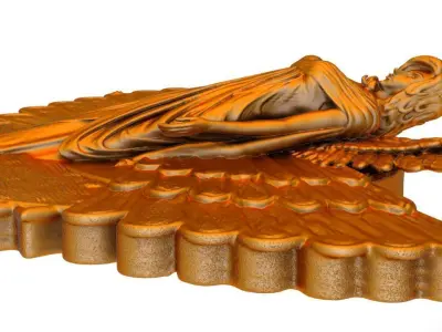 Assyrian Goddess of peace winged Sun Disc Pendant 3D print model