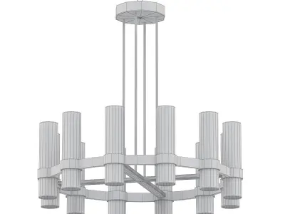 Taper light chandelier in brass with clear glass cylinders 3D model