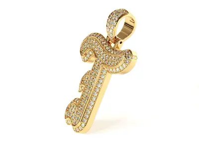 Tattoo fonts T alphabet pendent 3D print model