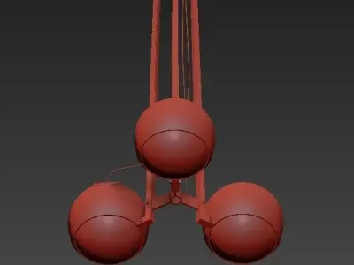 Chandelier three balls hanging from chain 3D model