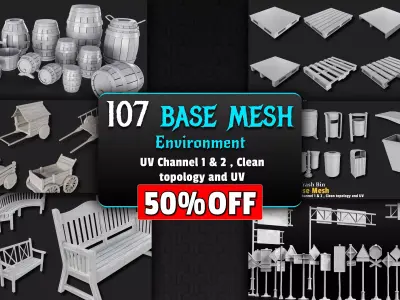 107 Environment Base Mesh Low-poly 3D model