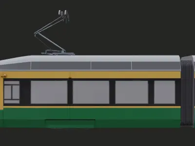 Skoda  Low-Floor Tram Low-poly 3D model