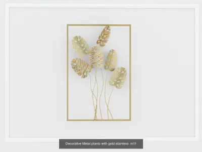 Decorative Metal stainless plants with gold G2 3D Model Pack