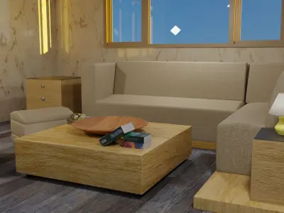 simple Interior room Free low-poly 3D model