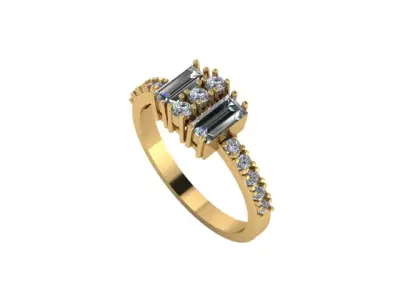 Diamond cluster ring Free 3D print model