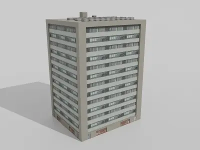 10 low-poly urban buildings Low-poly 3D model