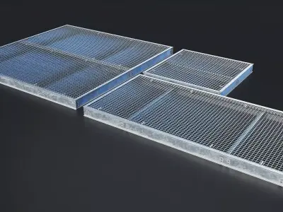 Industrial Metal Floor Grate Set Low-poly 3D model