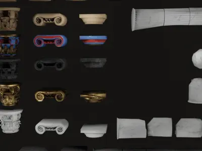 Roman and Greek columns 247 assets game ready low poly PBR Low-poly 3D model