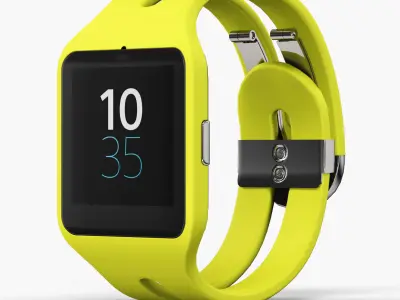 Sony SmartWatch 3 Yellow Low-poly 3D model