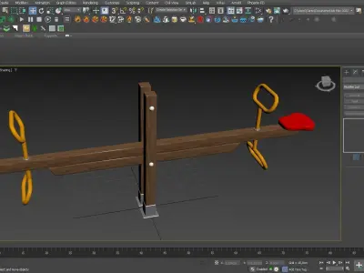 Wooden Seesaw Teeter Totter - 01 Playground Low-poly 3D model