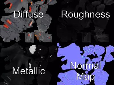 Futuristic Cybernetic Glove model pack with LED Accents Low-poly 3D model