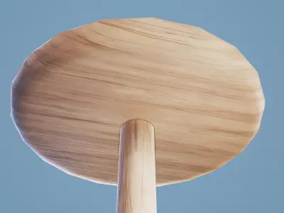 Rounded Table 001 - Light Wood Low-poly 3D model
