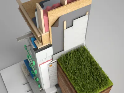 Wall Cross Section Insulation 3D model