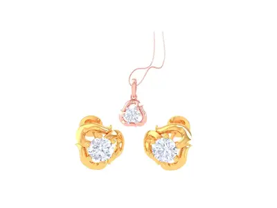 Solitaire Super Light Weight Earring Pendant Set 3D print model