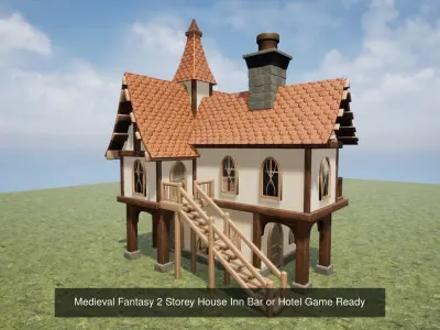 Set of 10 Medieval Fantasy Buildings Game Ready 3D Model Pack