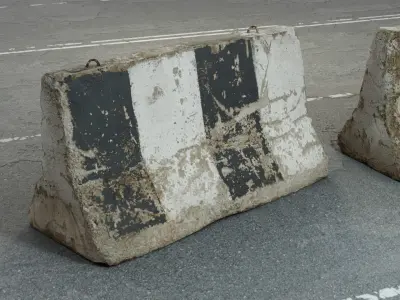 Concrete road barrier Low Poly - Game Ready Low-poly 3D model