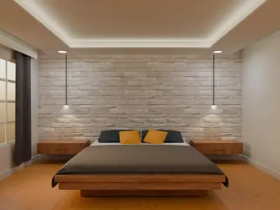 Modern Minimalist Bedroom Low-poly 3D model