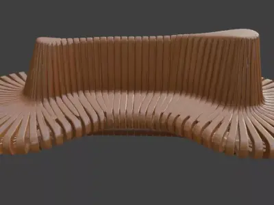 Wooden Park Bench 3D Model 3D model