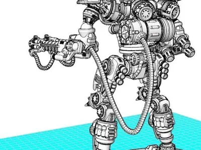 Project Cervantes-The 28mm Cazador Terror Mech 3D print model