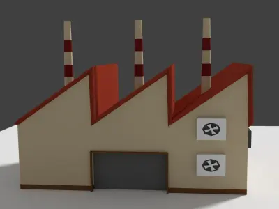 Low Poly Cartoon Factory 5 Low-poly 3D model