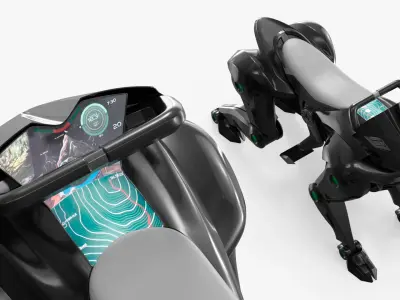  Sci-Fi Bio-Mechanical Transport Unit White Black Rigged for Maya 